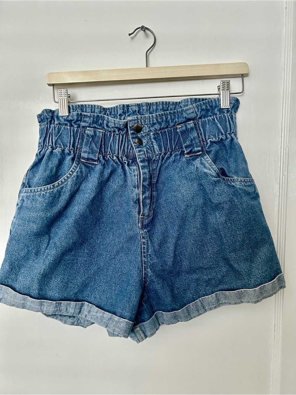 Cotton On 91 Blue Denim Cuffed Paperbag Waist Shorts Size 6 HOME REMODEL SALE